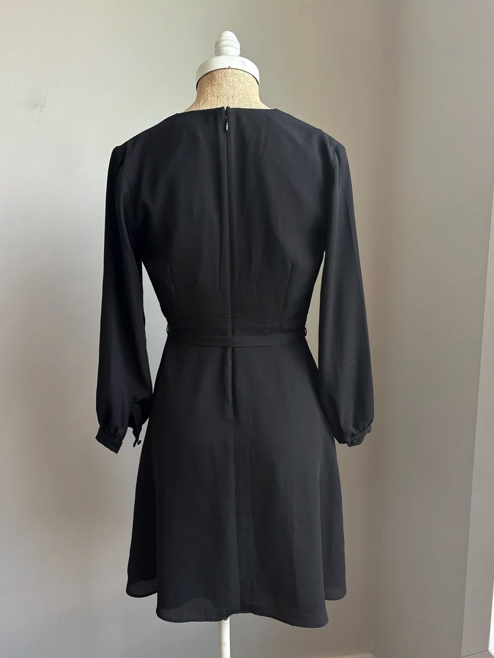 Banana Republic Black Faux Wrap Tie Waist Dress Petite 2P NWT